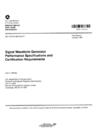 Signal Waveform Generator Performance Specifications and Certification Requirements