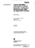 Transit Reliability Information Program Reliability Verification Demonstration Plan for Rapid Rail Vehicles