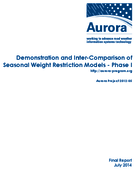Demonstration and InterComparison of Seasonal Weight Restriction Models  Phase I