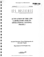 Activation of the I394 Laboratory for ITS Operational Testing Phase II