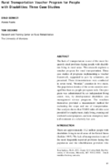 Rural Transportation Voucher Program for People with Disabilities Three Case Studies