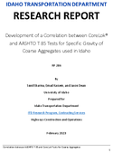 Development of a Correlation between CoreLok and AASHTO T 85 Tests for Specific Gravity of Coarse Aggregates used in Idaho