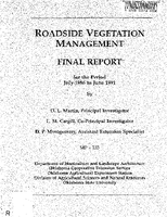 Roadside Vegetation Management Final Report for the Period July 1986 to June 1991