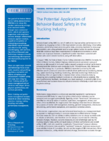 The Potential Application of BehaviorBased Safety in the Trucking Industry