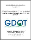 Analysis of the Georgia AddOn to the 20162017 National Household Travel Survey