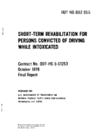 ShortTerm Rehabilitation for Persons Convicted of Driving While Intoxicated