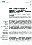 Social Science Applications in Sustainable Aviation Biofuels Research Opportunities Challenges and Advancements