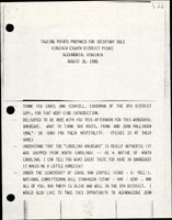 Talking Points Prepared for Secretary Dole Virginia Eighth District Picnic