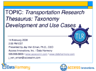 Transportation Research Thesaurus Taxonomy Development and Use Cases