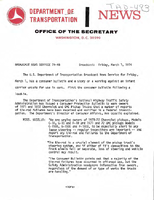 Department of Transportation News Releases March 1974