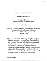 Deputy Secretary of Transportation Mortimer Downey Speeches April 1999