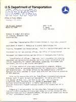 US Department of Transportation News Office of Public Affairs UMTA 1278 McManus to Direct UMTA Office of Planning Management and Demonstrations