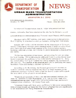 Department of Transportation News Urban Mass Transportation Administration 7282