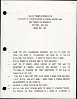 Talking Points Prepared for Secretary of Transportation Elizabeth Hanford Dole Dole Foundation Breakfast