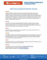Highway Construction Workforce Partnership HCWP Idaho Heavy Equipment Operator Training