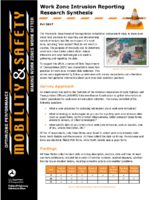 Work Zone Intrusion Reporting Research Synthesis fact sheet
