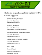 Hydraulic Inspection Vehicle Explorer HIVE Culvert Upgrade