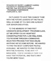 Speeches by Federal Aviation Administration Deputy and Acting Administrator Barry Harris 19911992