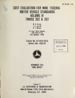 Cost Evaluation for Nine Federal Motor Vehicle Safety Standards Vol IV FMVSS 202  207