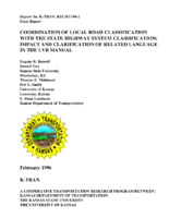 Coordination of Local Road Classification with the State Highway System Classification Impact and Clarification of Related Language in the LVR Manual