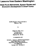 Lessons from Eastern Washington State Route Mainstreets Bypass Routes and Economic Development In Small Towns