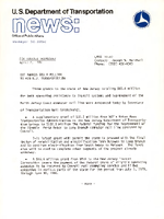 US Department of Transportation news Office of Public Affairs UMTA 1080 DOT Awards 834 Million to Aid NJ Transportation