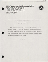 Statement of Secretary of Transportation Brock Adams on Passage of the Airline Regulatory Reform Bill