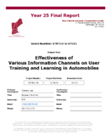 Effectiveness of Various Information Channels on User Training and Learning in Automobiles