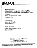 A quantitative comparison of leadingedge vortices in incompressible and supersonic flows