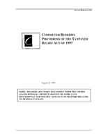 Commuter Benefits Provisions of the Taxpayer Relief Act of 1997