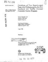 Correlates of Two Experimental Tests with Performance in the FAA Academy Air Traffic Control Nonradar Screen Program