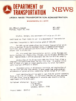 Department of Transportation News Urban Mass Transportation Administration