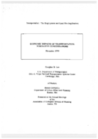 Economic Impacts Of Transportation Normative Considerations
