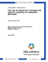The Use of Resistivity Testing for Quality Control of Concrete Mixtures