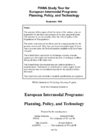 FHWA International Technology Scanning Program Study tour summary report on European intermodal programs planning policy and technology