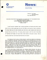 Remarks Prepared for Delivery by Secretary of Transportation Elizabeth Hanford Dole at the Lifesavers Two Safety Conference