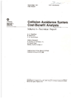 Collision avoidance system costbenefit analysis  volume I  technical manual