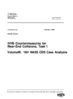 IVHS Countermeasures For RearEnd Collisions Task 1 Volume Iii 1991 Nass Cds Case Analysis Interim Report