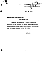 Interstate Commerce Commission Report of the Accident  Investigation Occurring on the SOUTHERN PACIFIC RAILROAD OSWEGO OR