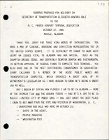 Remarks Prepared for Delivery by Secretary of Transportation Elizabeth Hanford Dole to the MC Farmer Airport Terminal Dedication