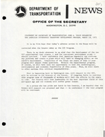 Statement by Secretary of Transportation John A Volpe Regarding the American Supersonic Transport Development Program