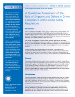 A Qualitative Assessment of the Role of Shippers and Others in Driver Compliance with Federal Safety Regulations