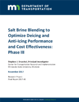 Salt Brine Blending to Optimize Deicing and AntiIcing Performance and Cost Effectiveness  Phase III