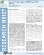 Dynamic Routing to Improve the Efficiency of RideSharing Policy Brief