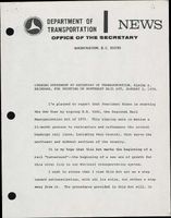 Opening Statement by Secretary of Transportation Claude S Brinegar for Briefing on Northeast Rail Act
