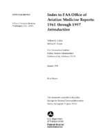Index to FAA Office of Aviation Medicine Reports 1961 through 1997