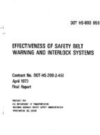 Effectiveness of Safety Belt Warning and Interlock Systems