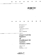 Airport Activity Statistics of Certificated Air Carriers Summary Tables Twelve Months Ending December 31 1997