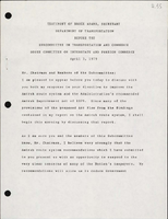 Testimony of Brock Adams Secretary Department of Transportation before the Subcommittee of Transportation and Commerce House Committee on Interstate and Foreign Commerce