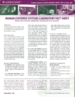 Human Centered Systems Laboratory Fact Sheet  Research that is Essential Indispensable and Connected to our Customers 2001
